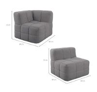 Sofá Guldi Popup com 2 Módulos Canto e 2 Centrais Linho Cinza - 3