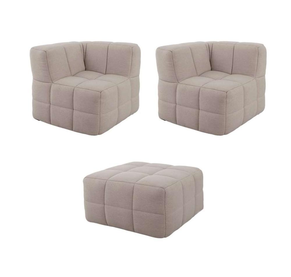 Sofá Guldi Popup com 2 Módulos Canto e Puff Linho Cru - 4