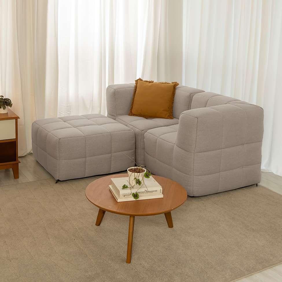 Sofá Guldi Popup com 2 Módulos Canto e Puff Linho Cru - 10