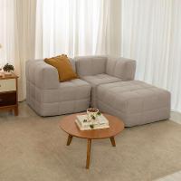 Sofá Guldi Popup com 2 Módulos Canto e Puff Linho Cru - 1