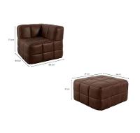 Sofá Guldi Popup com 2 Módulos Canto e Puff Corino Café - 3