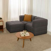 Sofá Guldi Popup com 2 Módulos Canto e Puff Linho Grafite - 10