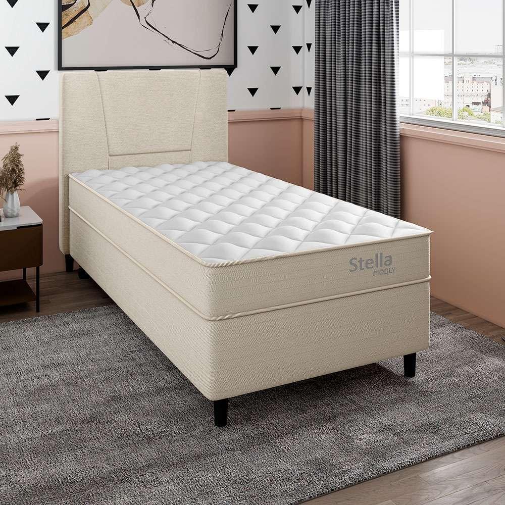 Cama Box com Colchão Solteiro Stella Molas Ensacadas (60x88x188) Bege - 2