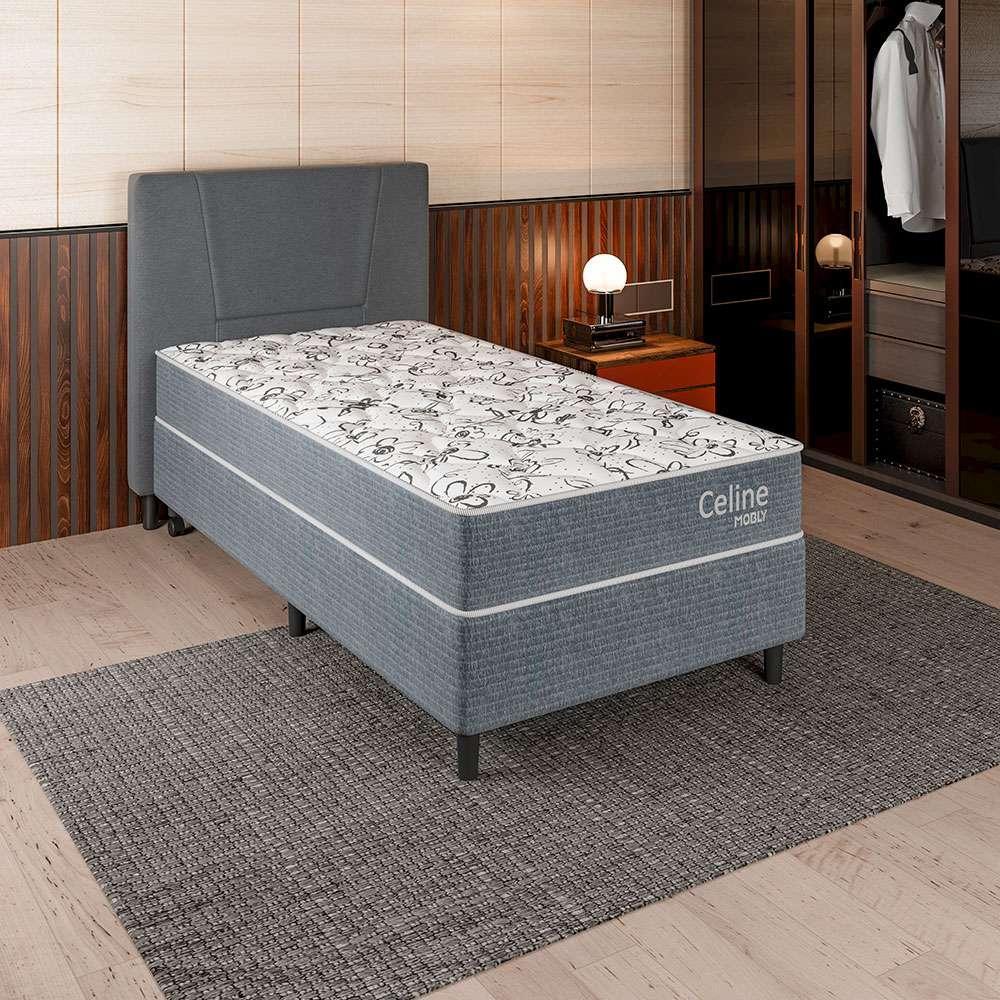Cama Box com Colchão Solteiro Celine Molas Ensacadas (62x88x188) Cinza - 2