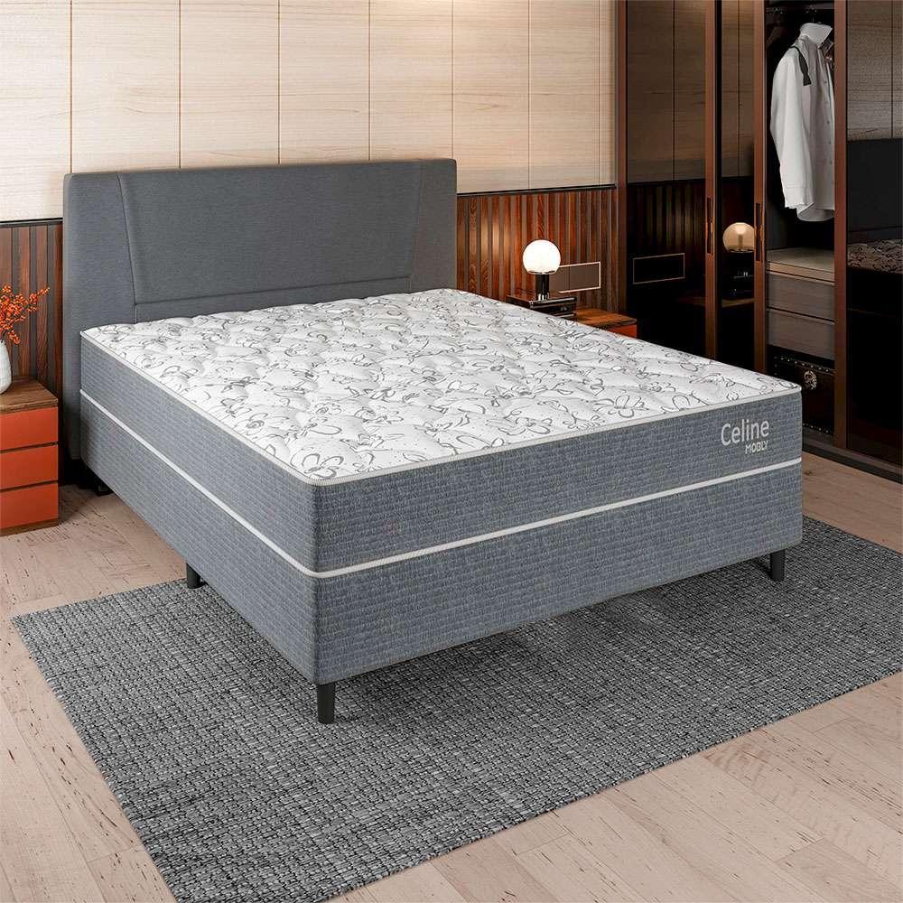 Cama Box com Colchão Casal Celine Molas Ensacadas (62x138x188) Cinza - 2