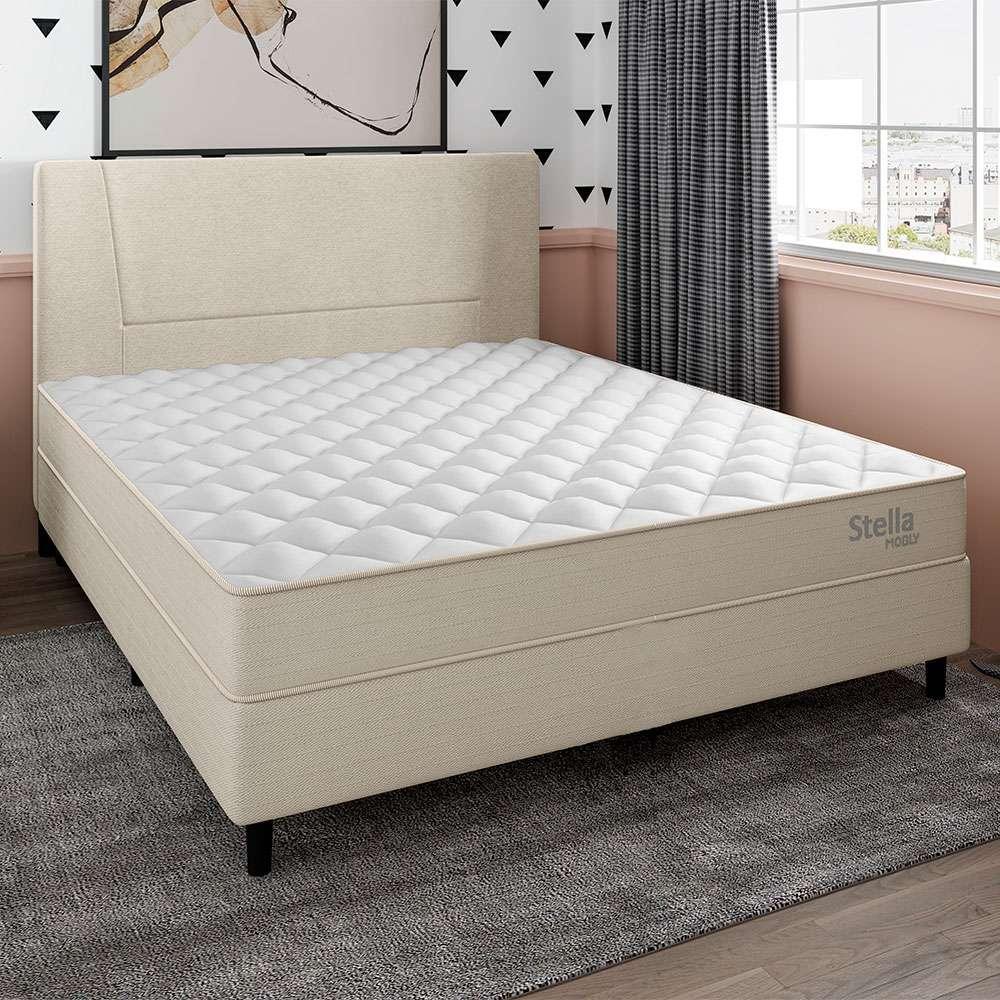 Cama Box com Colchão Casal Stella Molas Ensacadas (60x138x188) Bege - 2