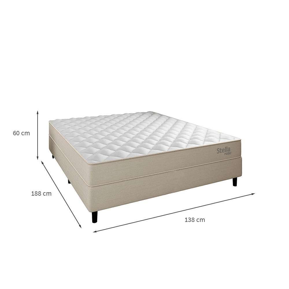 Cama Box com Colchão Casal Stella Molas Ensacadas (60x138x188) Bege - 3