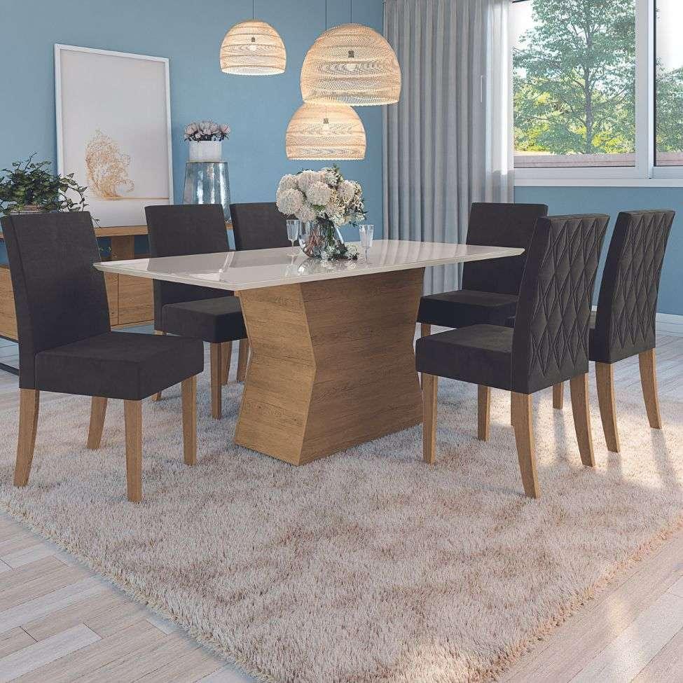 Tampo Retangular para Mesa de Jantar com Vidro Petúnia Off White 180 cm - 2