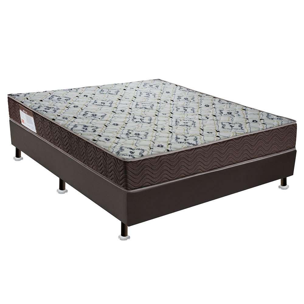 Cama Box Cori II com Colchão Casal Espuma D45 Iso (18x128x188) Marrom - 1