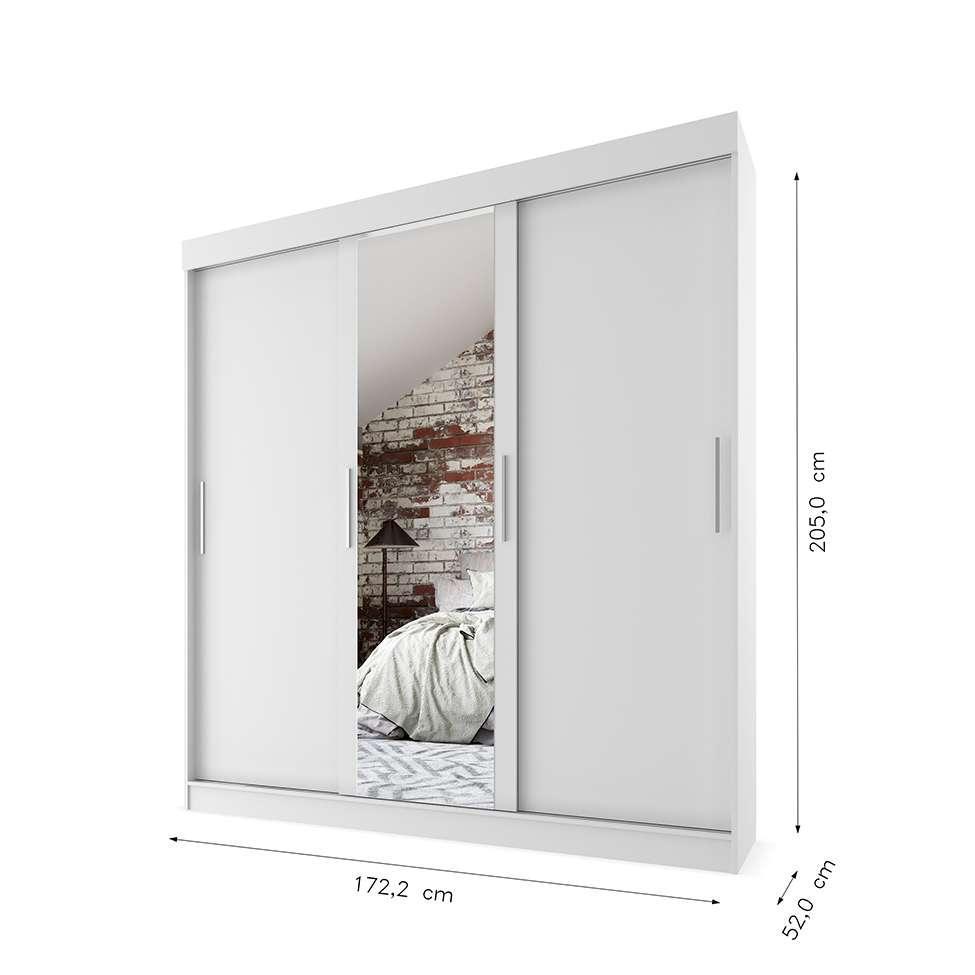 Guarda-Roupa Casal com Espelho Paris 3 PT 2 GV Branco - 3