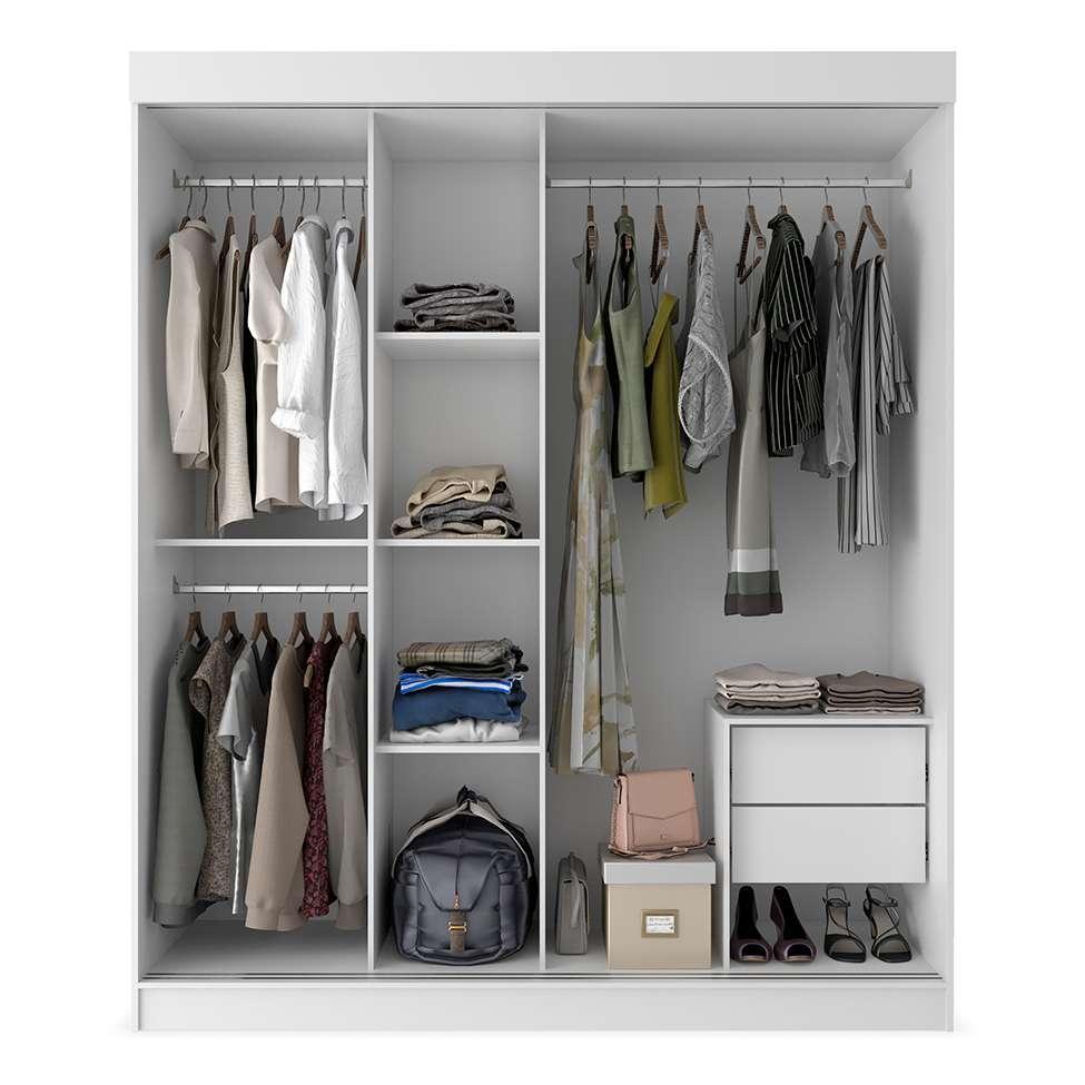 Guarda-Roupa Casal com Espelho Paris 3 PT 2 GV Branco - 4