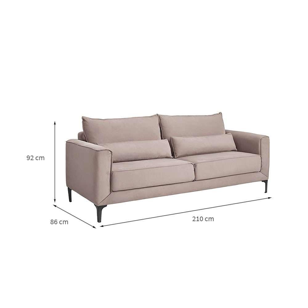 Sofá 3 Lugares Versatti Suede Bege 210 cm - 3