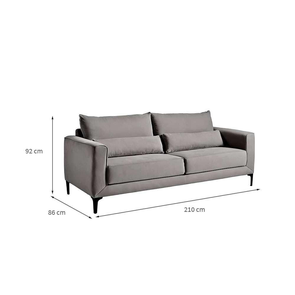 Sofá 3 Lugares Versatti Suede Cinza 210 cm - 3