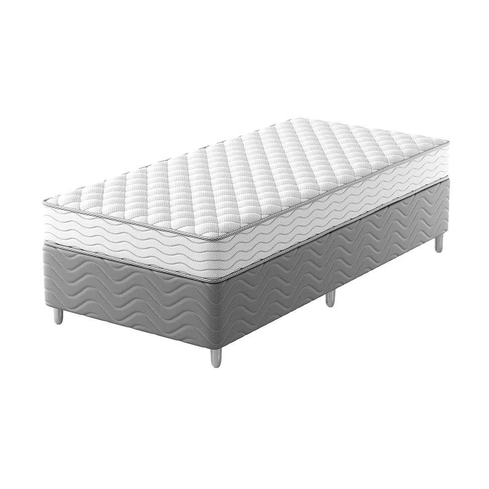 Cama Box com Colchão Solteirão Howie Espuma D45 (17x96x203) Branco e Cinza - 1