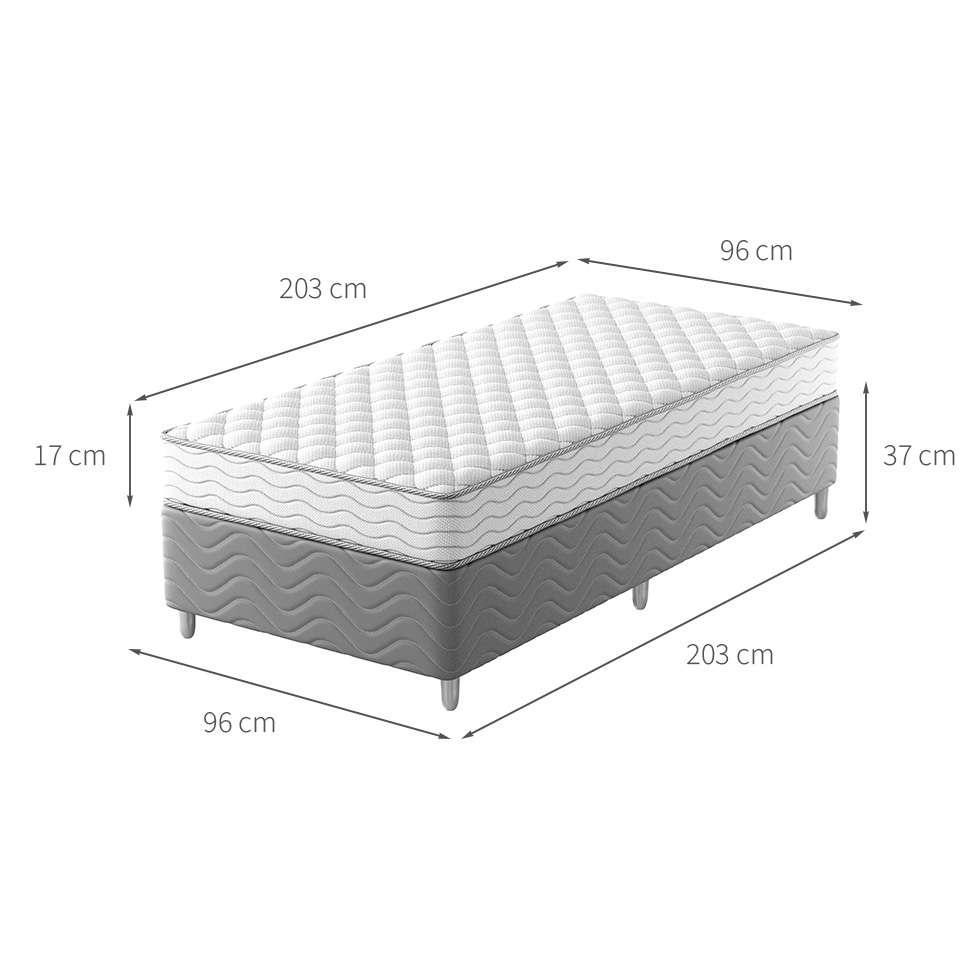 Cama Box com Colchão Solteirão Howie Espuma D45 (17x96x203) Branco e Cinza - 3