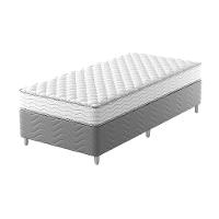 Cama Box com Colchão Solteirão Howie Espuma D45 (17x96x203) Branco e Cinza - 1