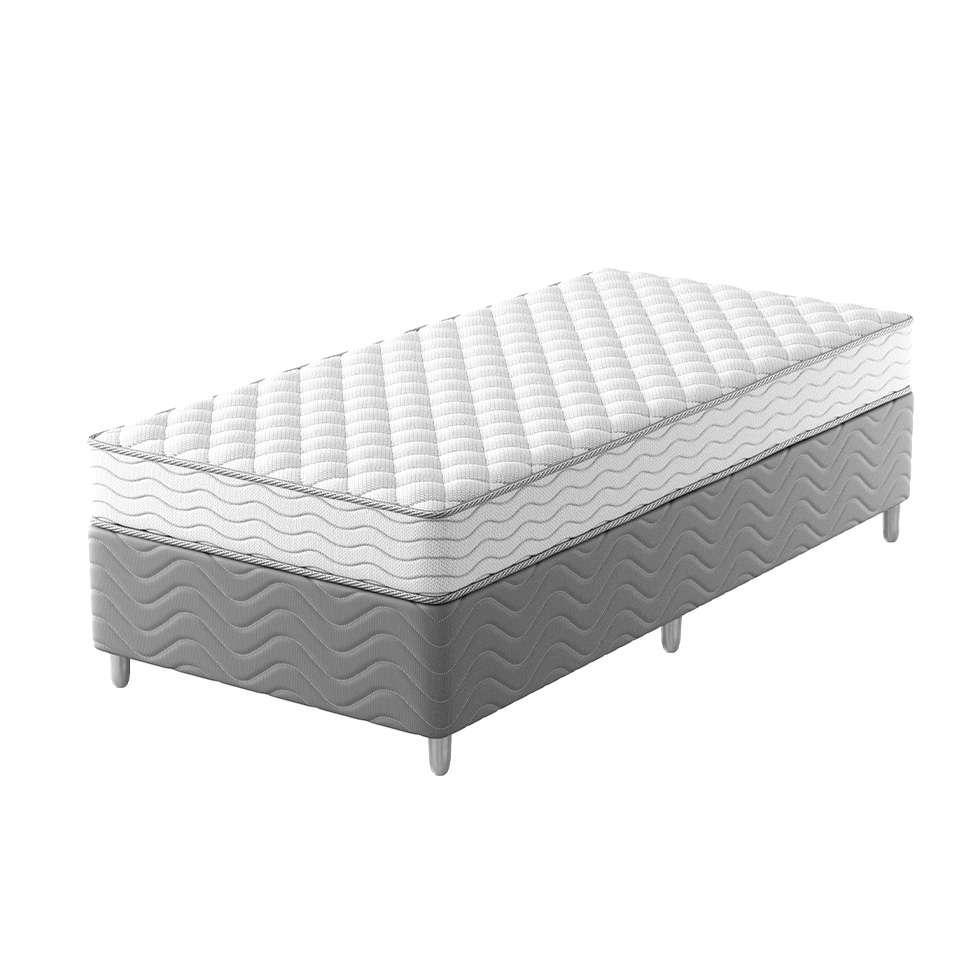 Cama Box com Colchão Solteirão Howie Espuma D45 (17x108x198) Branco e Cinza - 1