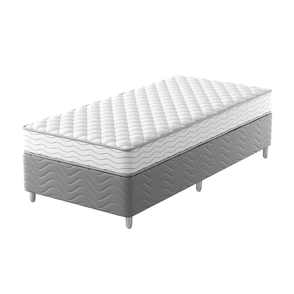 Cama Box com Colchão Solteiro Howie Espuma D45 (17x88x188) Branco e Cinza - 1