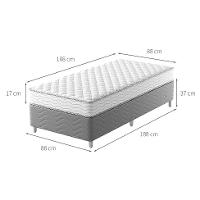Cama Box com Colchão Solteiro Howie Espuma D45 (17x88x188) Branco e Cinza - 3