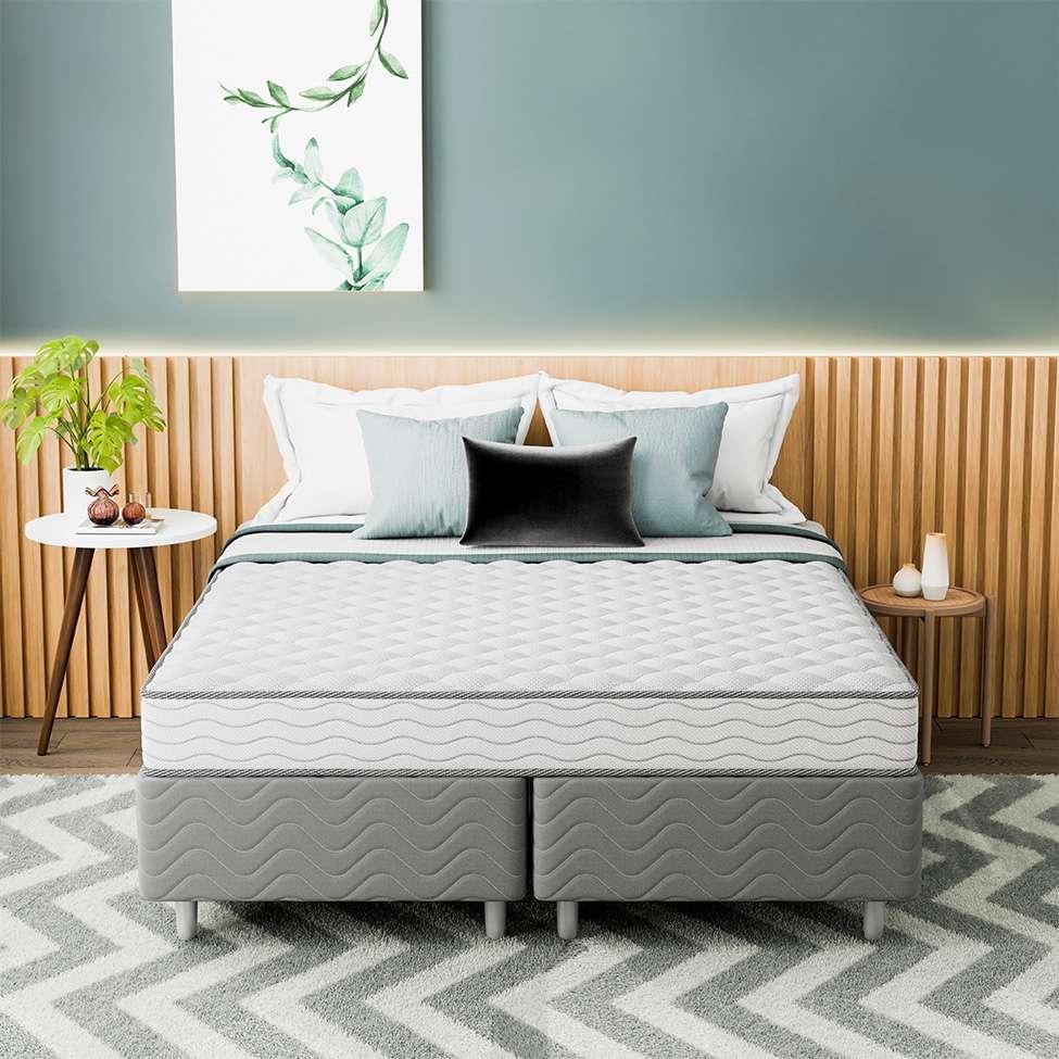 Cama Box com Colchão Queen Howie Espuma D33 (17x158x198) Branco e Cinza - 8