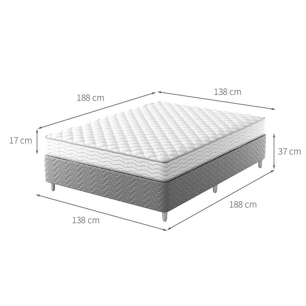 Cama Box com Colchão Casal Howie Espuma D33 (17x138x188) Branco e Cinza - 3