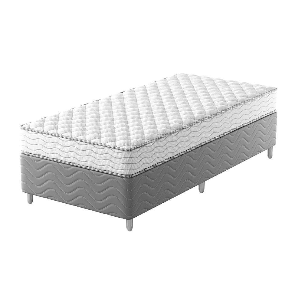 Cama Box com Colchão Solteirão Howie Espuma D33 (17x96x203) Branco e Cinza - 1