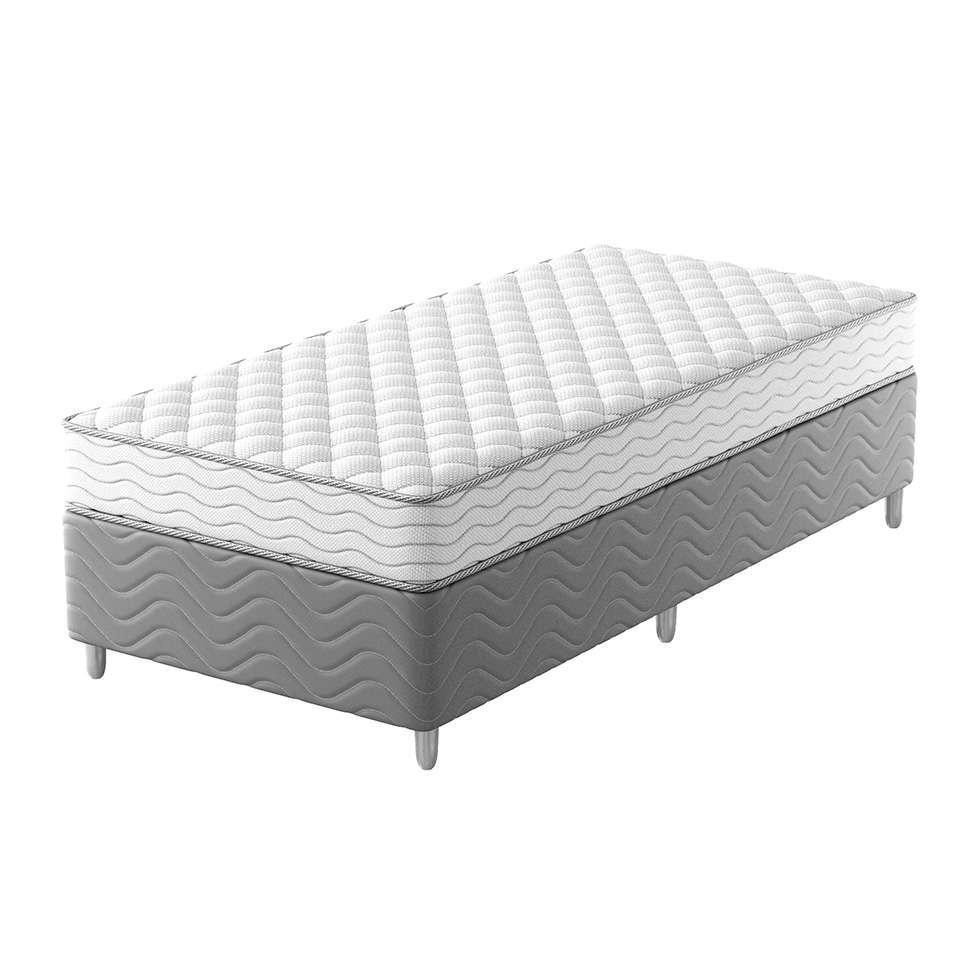 Cama Box com Colchão Solteirão Howie Espuma D33 (17x108x198) Branco e Cinza - 1