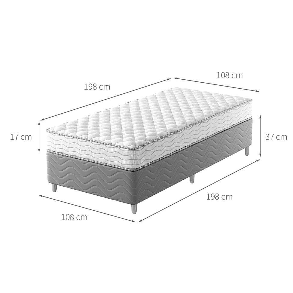 Cama Box com Colchão Solteirão Howie Espuma D33 (17x108x198) Branco e Cinza - 3