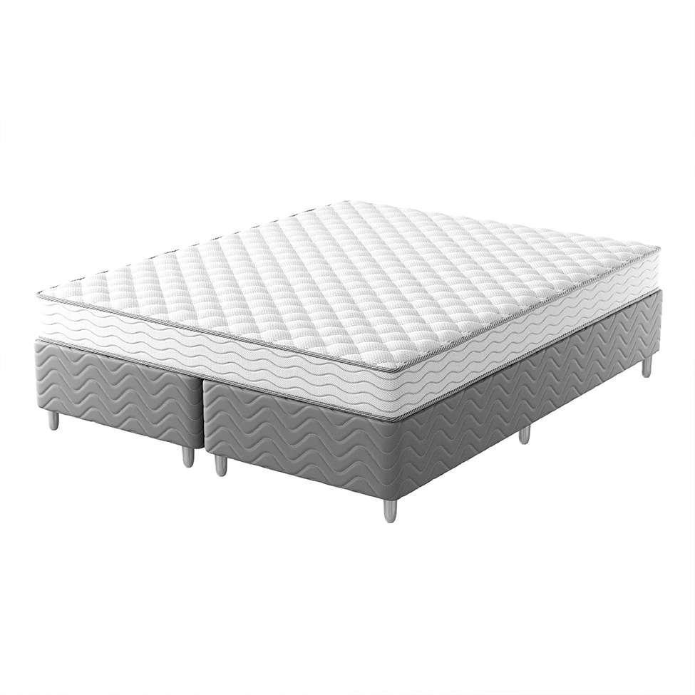 Cama Box com Colchão Queen Howie Espuma D28 (17x158x198) Branco e Cinza - 1