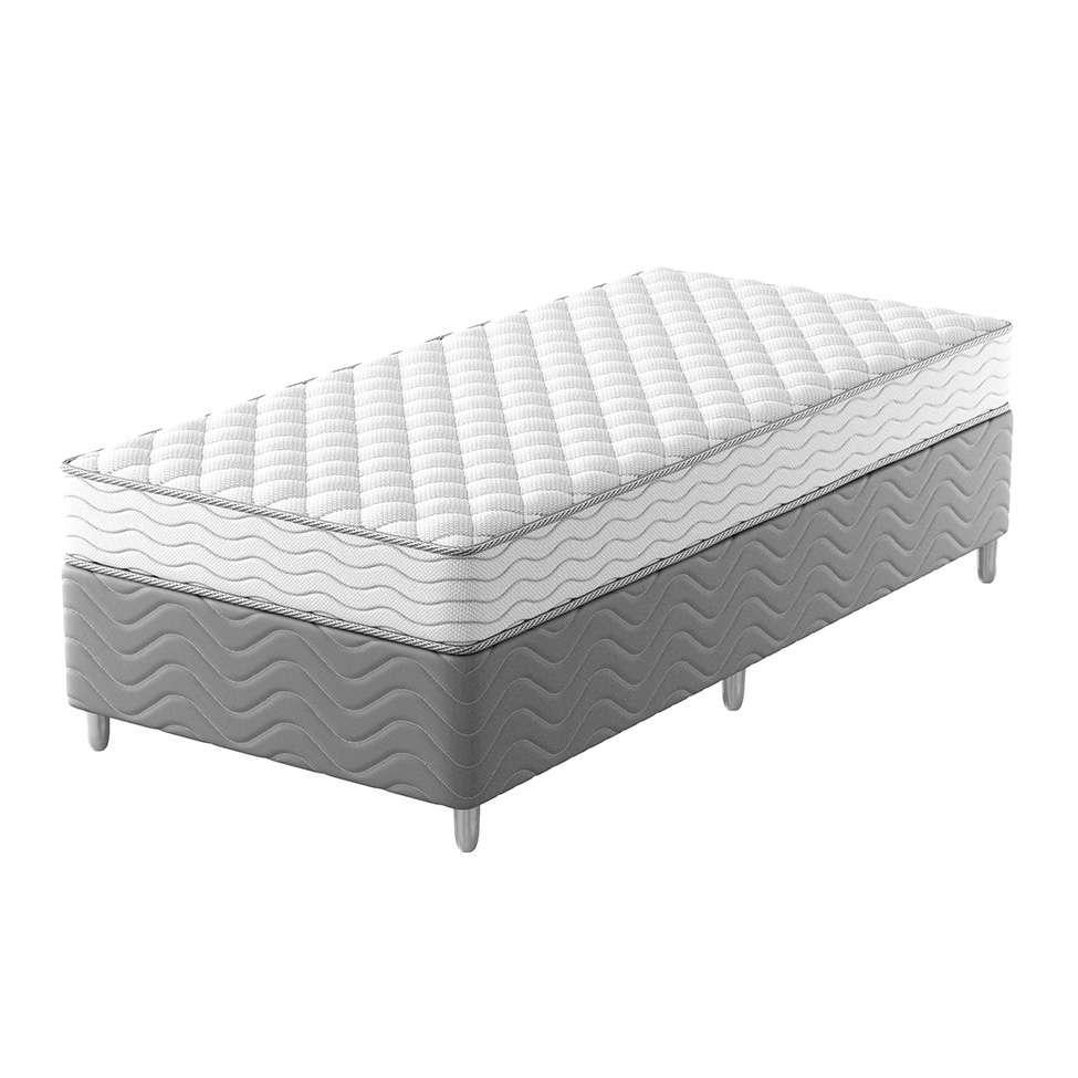 Cama Box com Colchão Solteiro Howie Espuma D33 (17x88x188) Branco e Cinza - 1