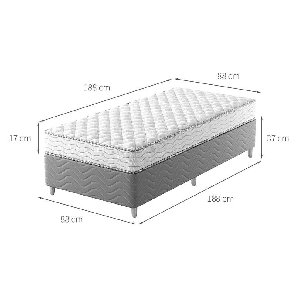 Cama Box com Colchão Solteiro Howie Espuma D33 (17x88x188) Branco e Cinza - 3
