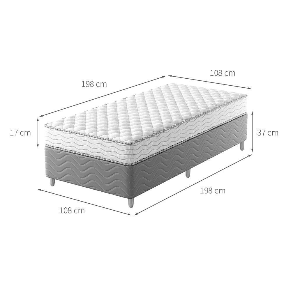 Cama Box com Colchão Solteirão Howie Espuma D28 (17x108x198) Branco e Cinza - 3