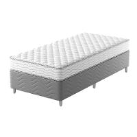 Cama Box com Colchão Solteirão Howie Espuma D28 (17x108x198) Branco e Cinza - 1