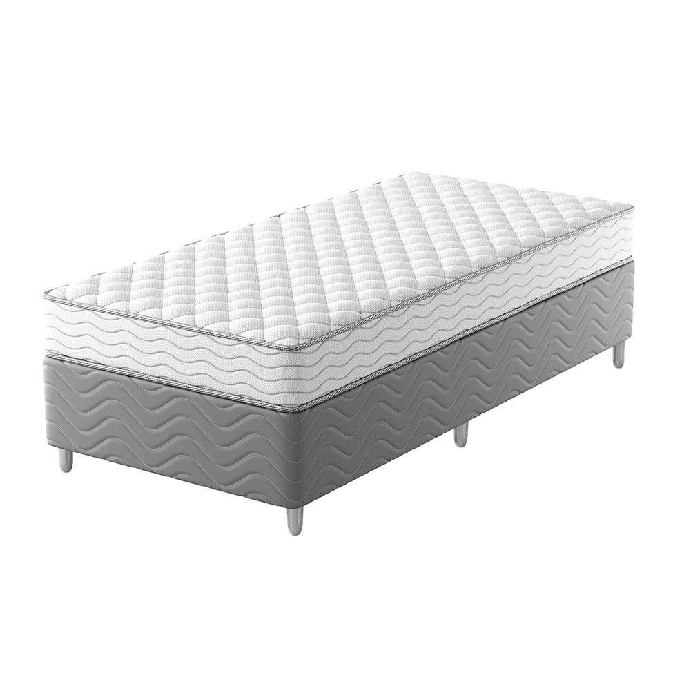 Cama Box com Colchão Solteirão Howie Espuma D28 (17x96x203) Branco e Cinza - 1