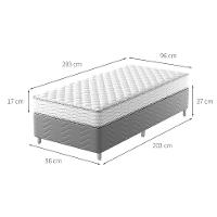 Cama Box com Colchão Solteirão Howie Espuma D28 (17x96x203) Branco e Cinza - 3