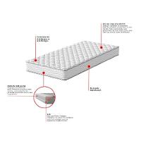 Cama Box com Colchão Solteirão Howie Espuma D28 (17x96x203) Branco e Cinza