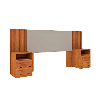 Cabeceira Casal com 2 Mesas de Apoio Hera Cinamomo e Off White