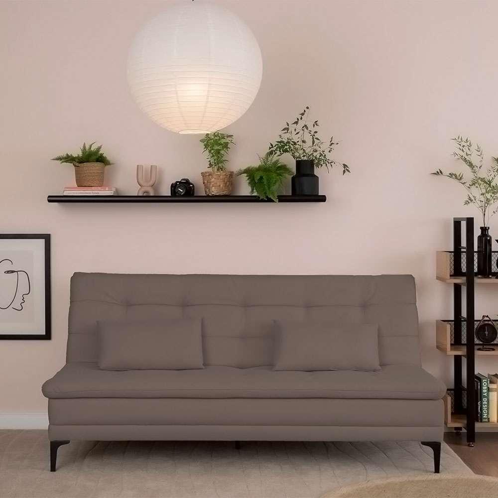 Sofá-Cama Casal 3 Lugares Prince Suede Marrom - 1