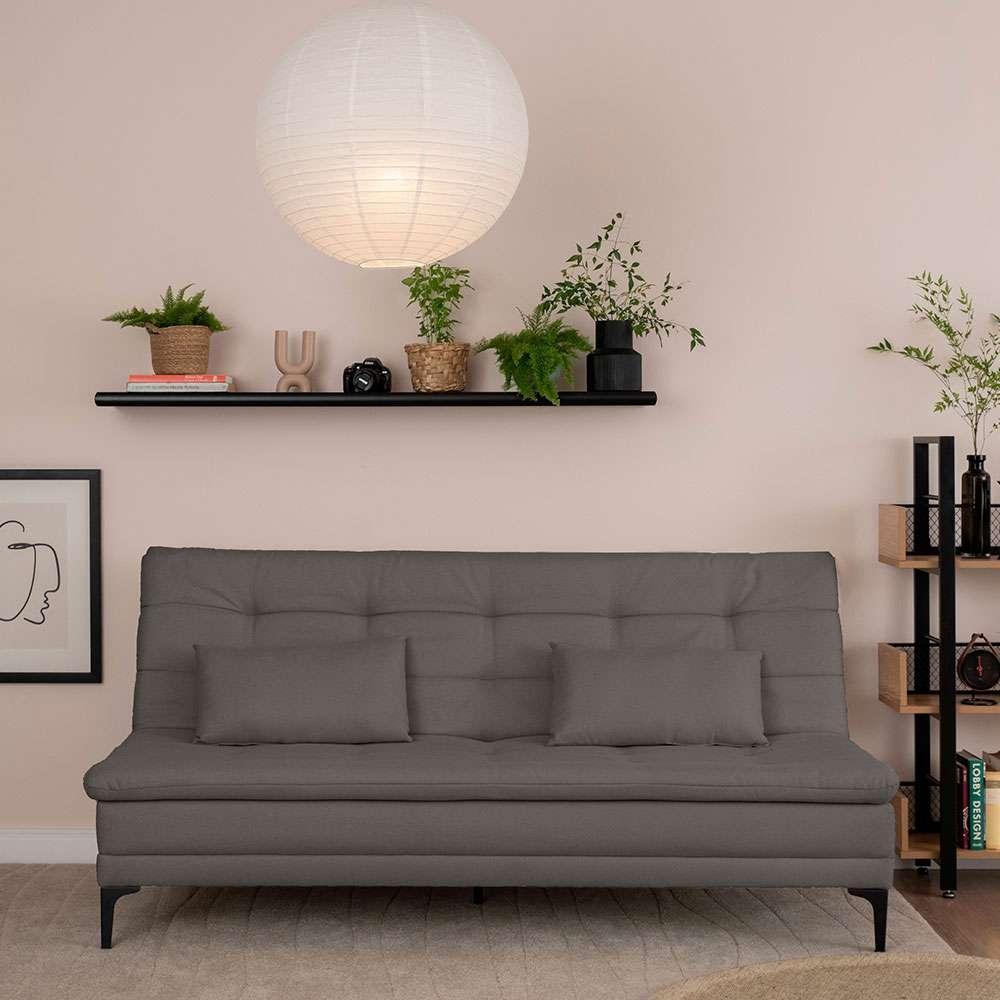 Sofá-Cama Casal 3 Lugares Prince Suede Cinza - 2