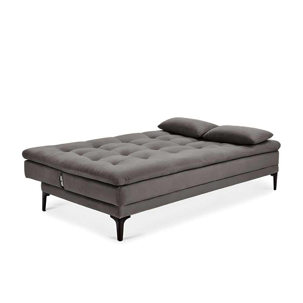 Sofá-Cama Casal 3 Lugares Prince Suede Cinza - 4