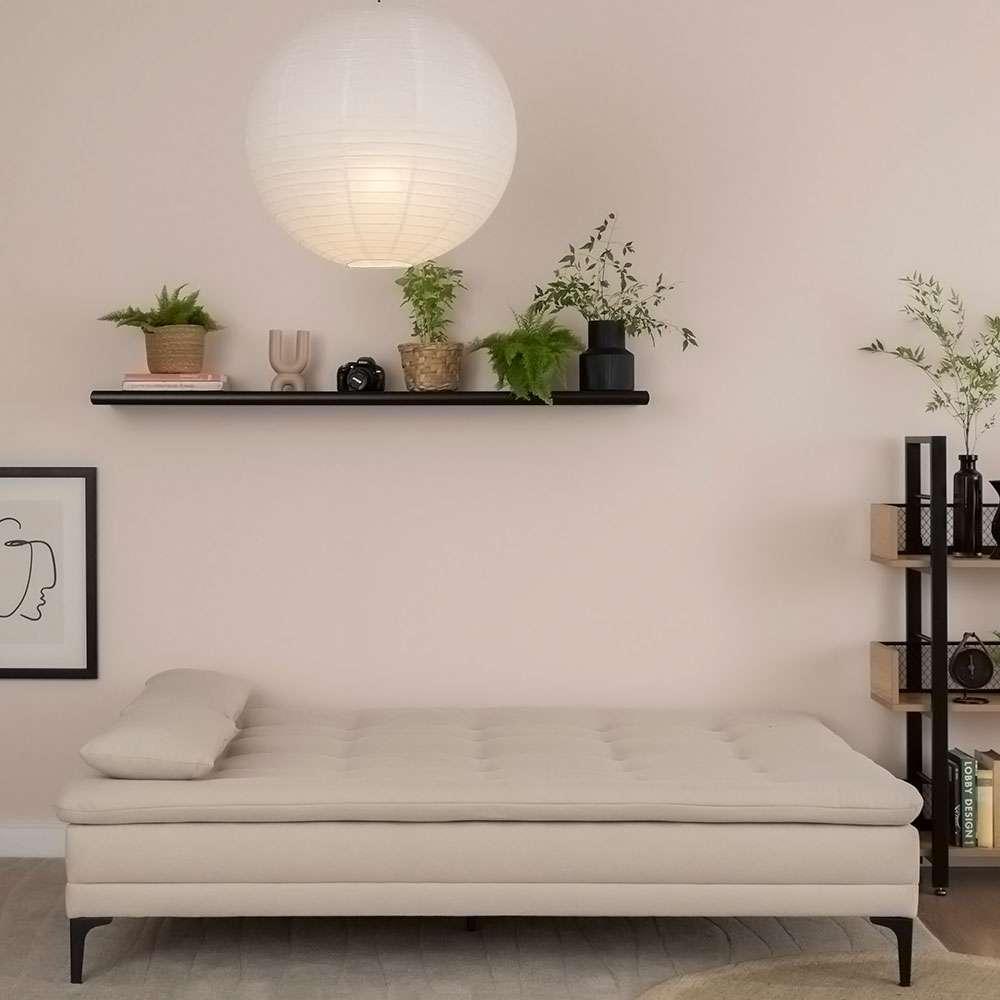 Sofá-Cama Casal 3 Lugares Prince Suede Bege - 2