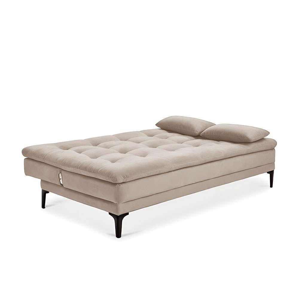 Sofá-Cama Casal 3 Lugares Prince Suede Bege - 4