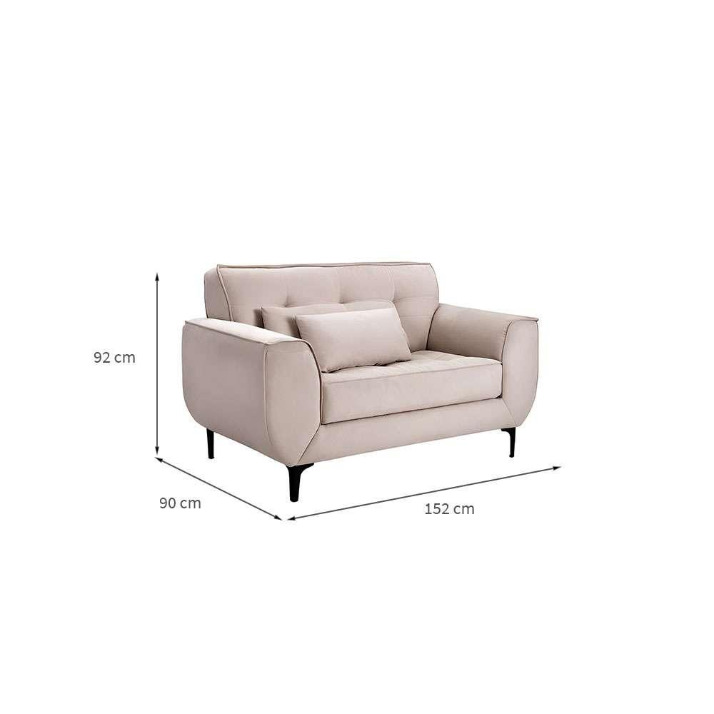 Sofá 2 Lugares Piacenza Suede Bege 152 cm - 3
