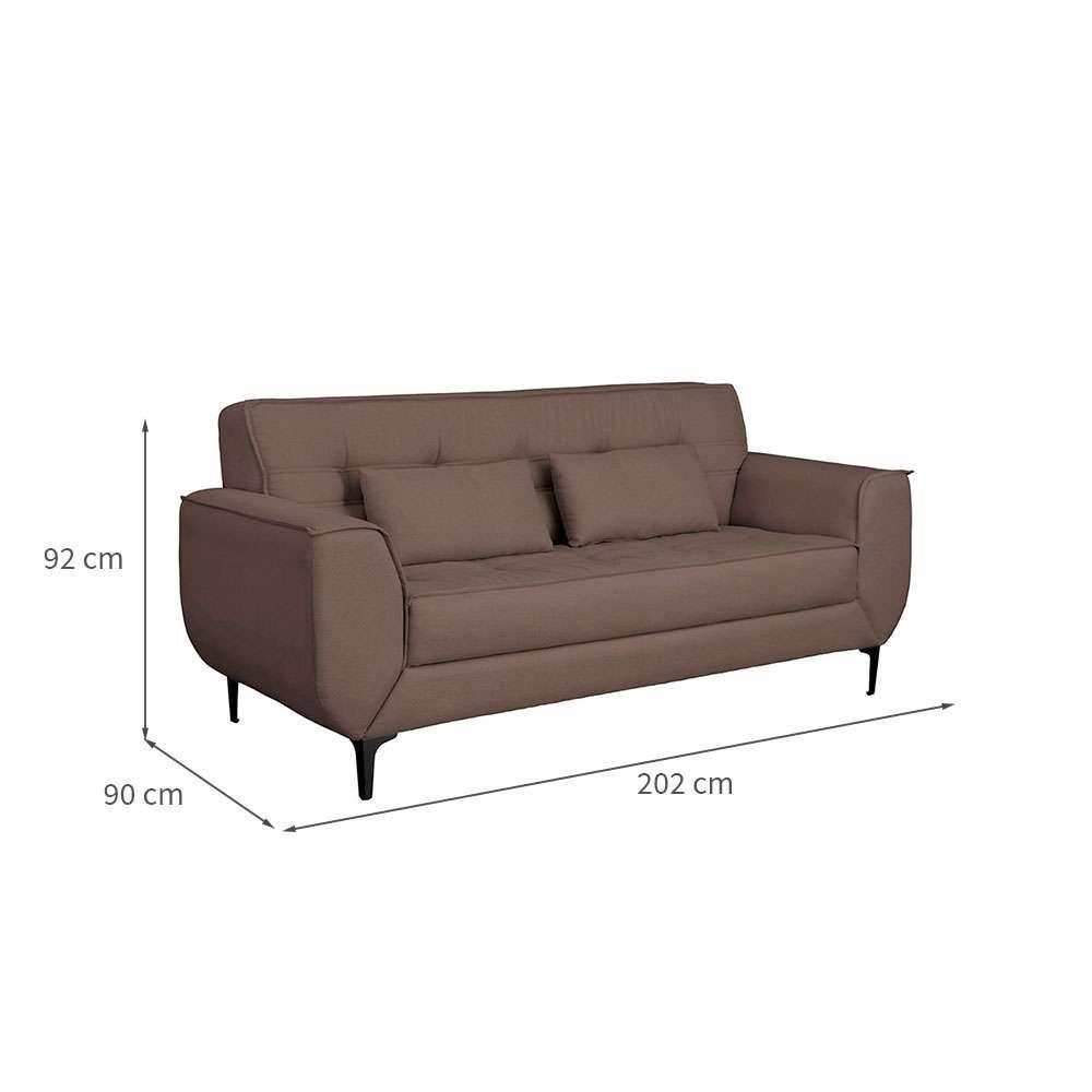 Sofá 3 Lugares Piacenza Linho Marrom 202 cm - 3