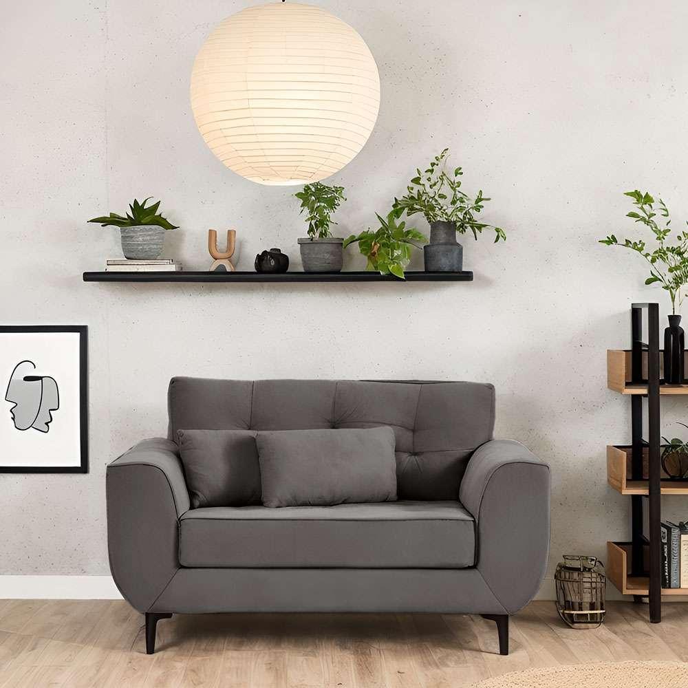 Sofá 2 Lugares Piacenza Suede Cinza 152 cm - 1
