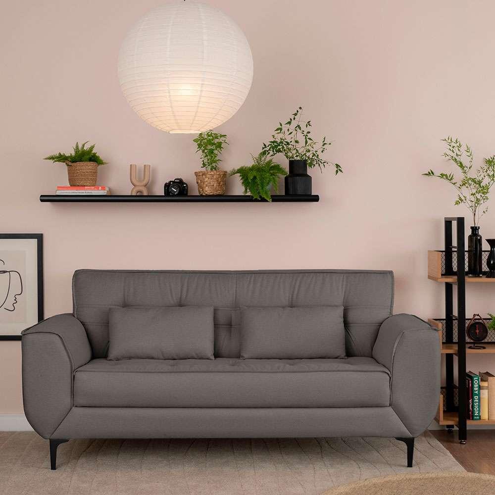 Sofá 3 Lugares Piacenza Linho Cinza 202 cm - 1