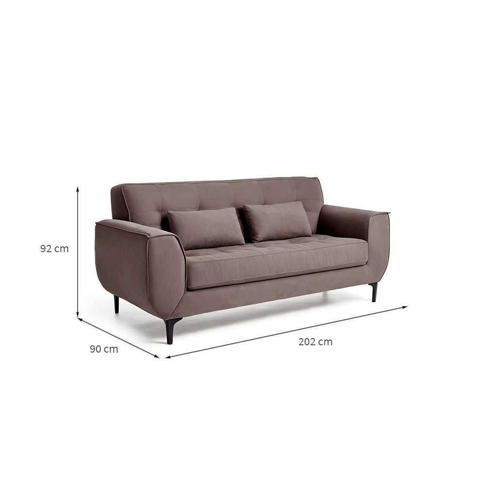 Sofá 3 Lugares Piacenza Suede Marrom 202 cm - 3