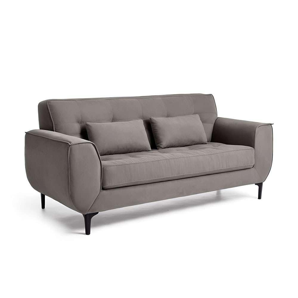 Sofá 3 Lugares Piacenza Suede Cinza 202 cm - 2