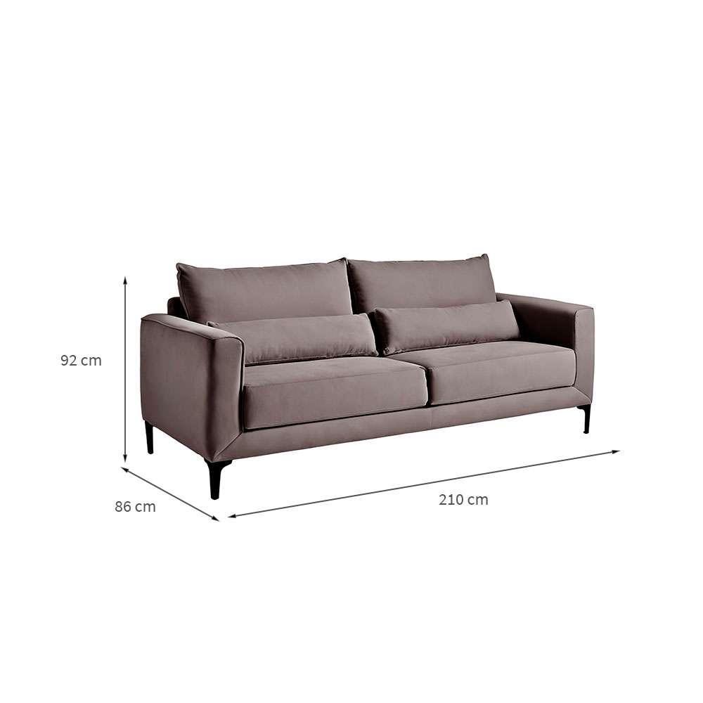 Sofá 3 Lugares Versatti Suede Marrom 210 cm - 3