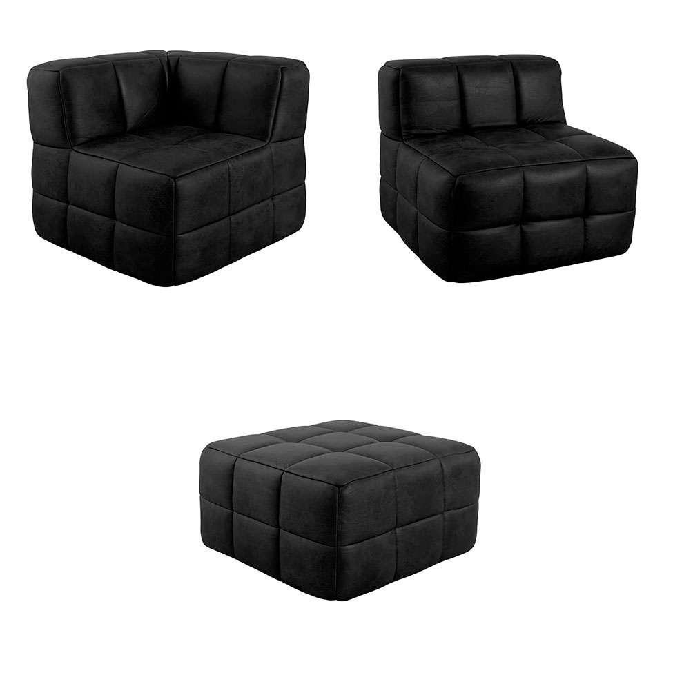 Sofá Guldi Popup com  Módulo Canto Central e Puff Corino Preto - 4